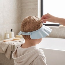 Blue Silicone Baby Shower Cap Ear Protection Adjustable Bendable Baby Hair Washi
