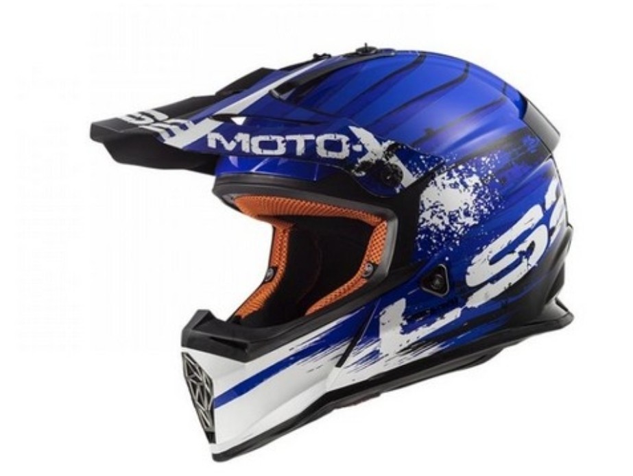 LS2 MX437 Fast Gator Blue Cross Enduro Motorcycle Helmet/Great Cond. *FAST SHIP*