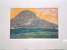 original art painting Abstract Landscape Acrylic Paper 6" x 9" Minimal Abstract 