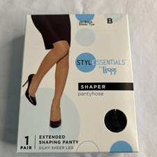 STYLE ESSENTIALS by L  eggs   Shaper Pantyhose   Size B   Jet Black   Sheer Toe