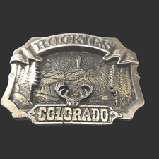 Vintage 1980 The Great American Buckle Co. "Rockies Colorado" Belt Buckle