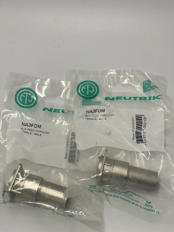 (2) Dois adaptadores genuínos NEUTRIK NA3FDM "D Panel" 3 pinos XLR fêmea para macho - Imagem 2 de 4