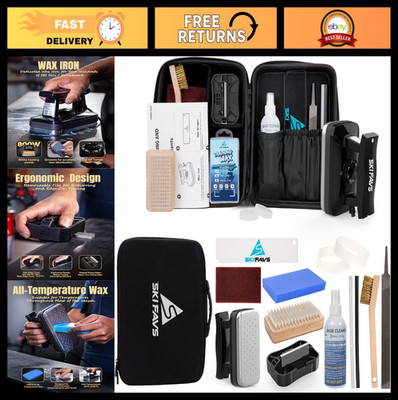 Ski & Snowboard Waxing Kit - Complete Tuning Set with Iron, All Temp Wax, Cleane