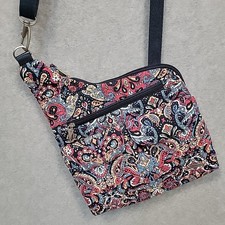 TRAVELON Quilted Crossbody Large Purse Bag AntiTheft Summer Paisley Pattern RFID