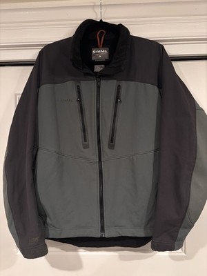 Simms Fishing Windstopper Soft Shell Zip Jacket Mens L Dark Green Gray Outdoors