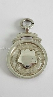 ANTIQUE 1930 SOLID STERLING SILVER ALBERT CHAIN POCKET WATCH FOB MEDAL