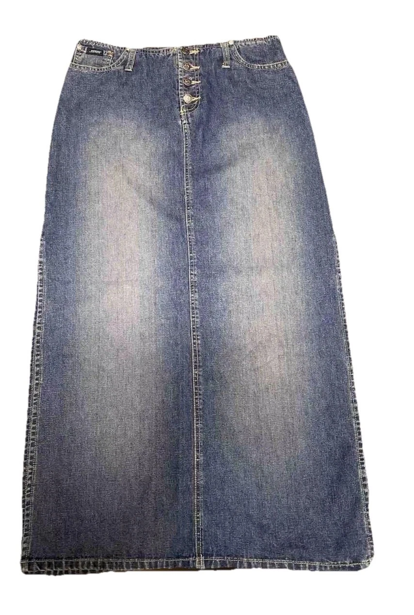 VINTAGE SQUEEZE STEPHEN HARDY DENIM MAXI SKIRT W SIDE SLITS Size 9