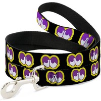"Dog Leash Dopey Eyes Black/Yellow/Purple Wide 1.5\" (Us Import)"
