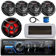 JVC Single-DIN Boat Receiver, 4x 6.5" 150W Max Speakers, 10" 1300W Max Subwoofer