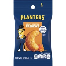 PLANTERS Deluxe Honey Roasted Whole Cashews, Sweet and 3 Ounce Pack of 12 
