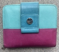 Women's Rolfs Deluxe Genuine Leather Wallet Pink Green Blue Vintage 90  s