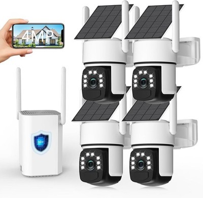 Solar Security Cameras Wireless Outdoor, 4 Cam-Kit, 4MP Home Security System ...