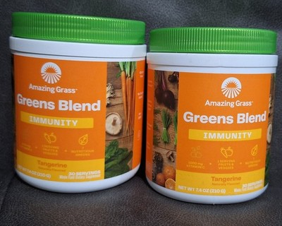 New Lot of 2 Amazing Grass Greens Blend Immunity Super Greens Powder Tangerine