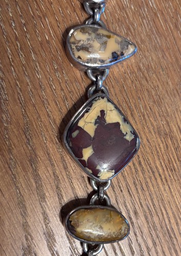 Mookite, Jasper, Smokey Quartz and Peridot Sterling Silver Toggle Bracelet