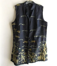 CITRON Santa Monica Womans Oversized Blouse 100% Silk L/XL Asian lagenlook