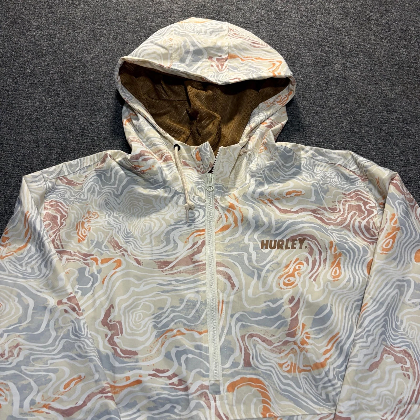 Hurley Offshore Men Anorak Windbreaker Jacket Barely Bone Cream Multicolor XL - product detail image 2