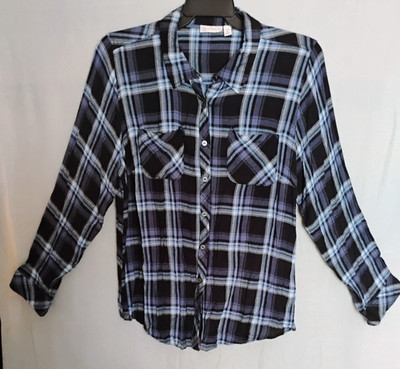 CB Established 1962 Roll Tab Sleeve Button Up Plaid Shirt Womens  1X