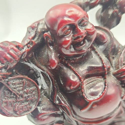 Vintage Buddha Statue zeigt einen erfolgreichen Fisch rotes Harz - Bild 10 von 12