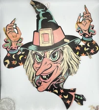 4 Vintage Halloween Die Cut Paper Cardboard Cut Outs Wall Decor Beistle