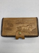 VTG HAND CARVED LEATHER EQUESTRIAN HORSE PURSE