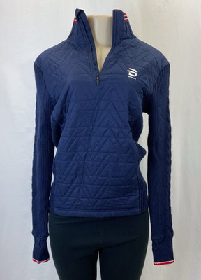 Bjorn Daehlie Men's Quarter Zip Wool Pullover Sweater | Blue | Size Medium