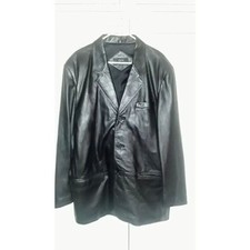 Jones New York City Black Leather Blazer Jacket 44L