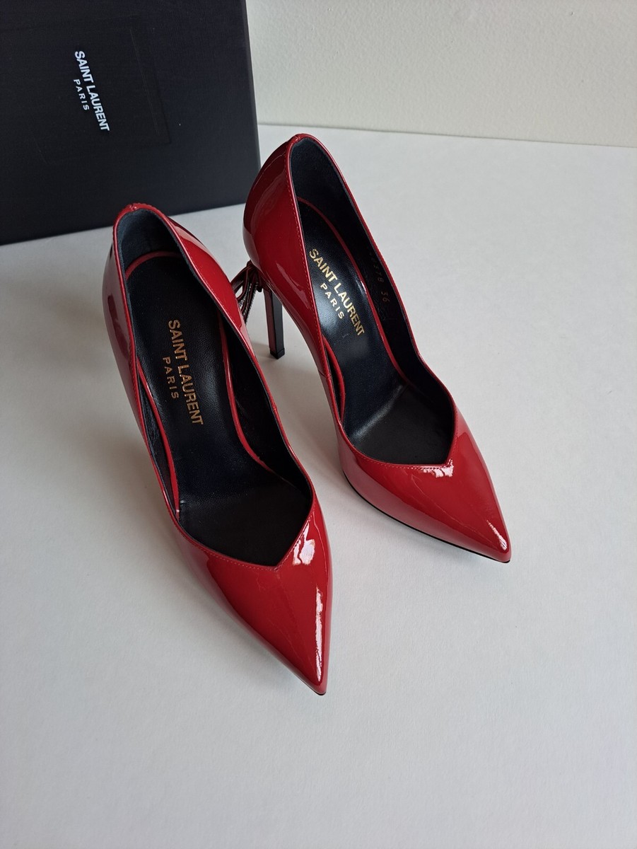 New Saint Laurent Red Heels Shoes Back Bow Size 36 | eBay
