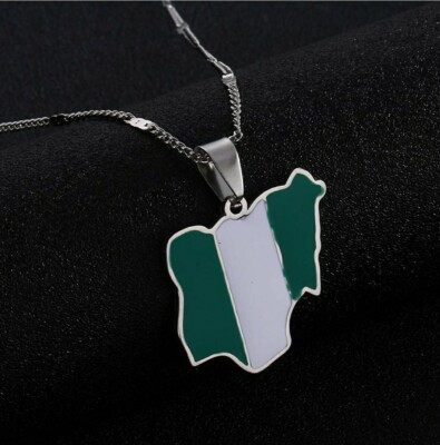 Nigerian Maps Flag Pendant Necklaces Silver Color Jewelry Patriotic Gift Latest 