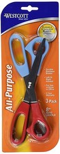 New  3PK Westcott All Purpose Value Scissors, 8" Bent Color Varys