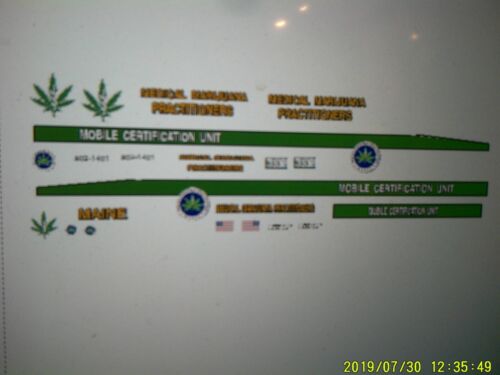 Marijuana Mobile Certification Ambulance Decals 1:18 Custom