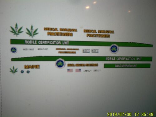 Marijuana Mobile Certification Ambulance Decals 1:18 Custom - Picture 1 of 1