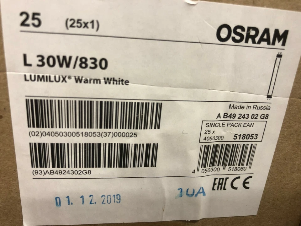 OSRAM LUMILUX LEUCHTSTOFFLAMPE LEUCHTSTOFFRÖHRE L 30W/830 WARM WHITE 90cm - Bild 2 von 2