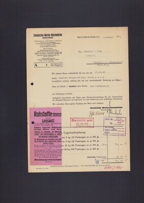 BERLIN-MARIENFELDE, Brief 1941, Chemische Werke Marienfelde Richard Bösche