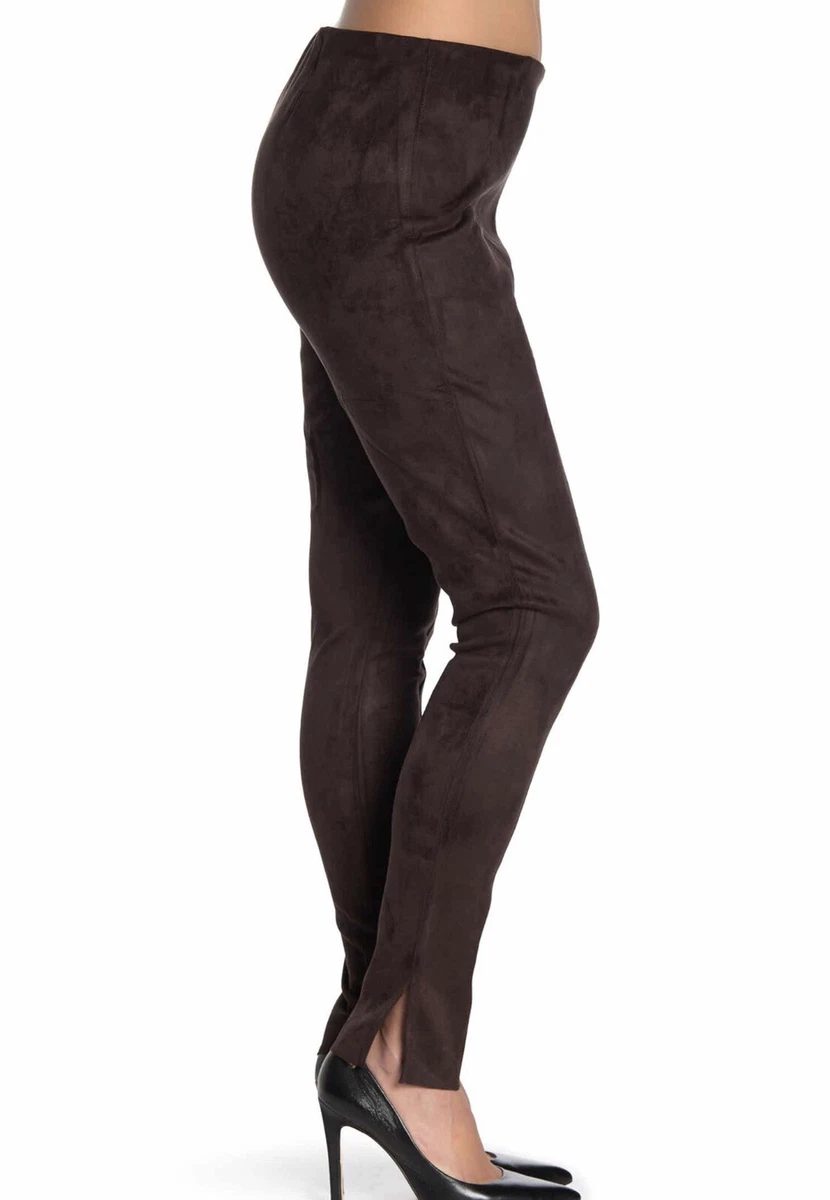 Hue Zeza B-Side Slit Suede Leggings- Espresso (Brown)- Size Small