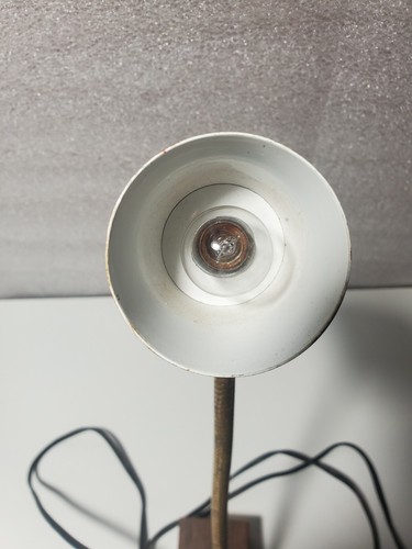 DESK LAMP 12 VOLT BULB BROWN METAL MID CENTURY INDUSTRIAL ~VINTAGE MINI. 12 INCH - Picture 12 of 12