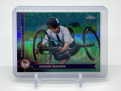 2024 Topps Chrome US Olympics Oksana Masters Aqua Refractor #d /199 Para Cycling