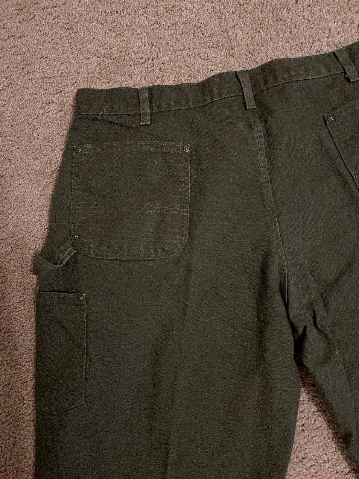 Vintage Carhartt MOS Green Duck Double Knee Work Dungaree Pants B136 42x30 thumbnail 7