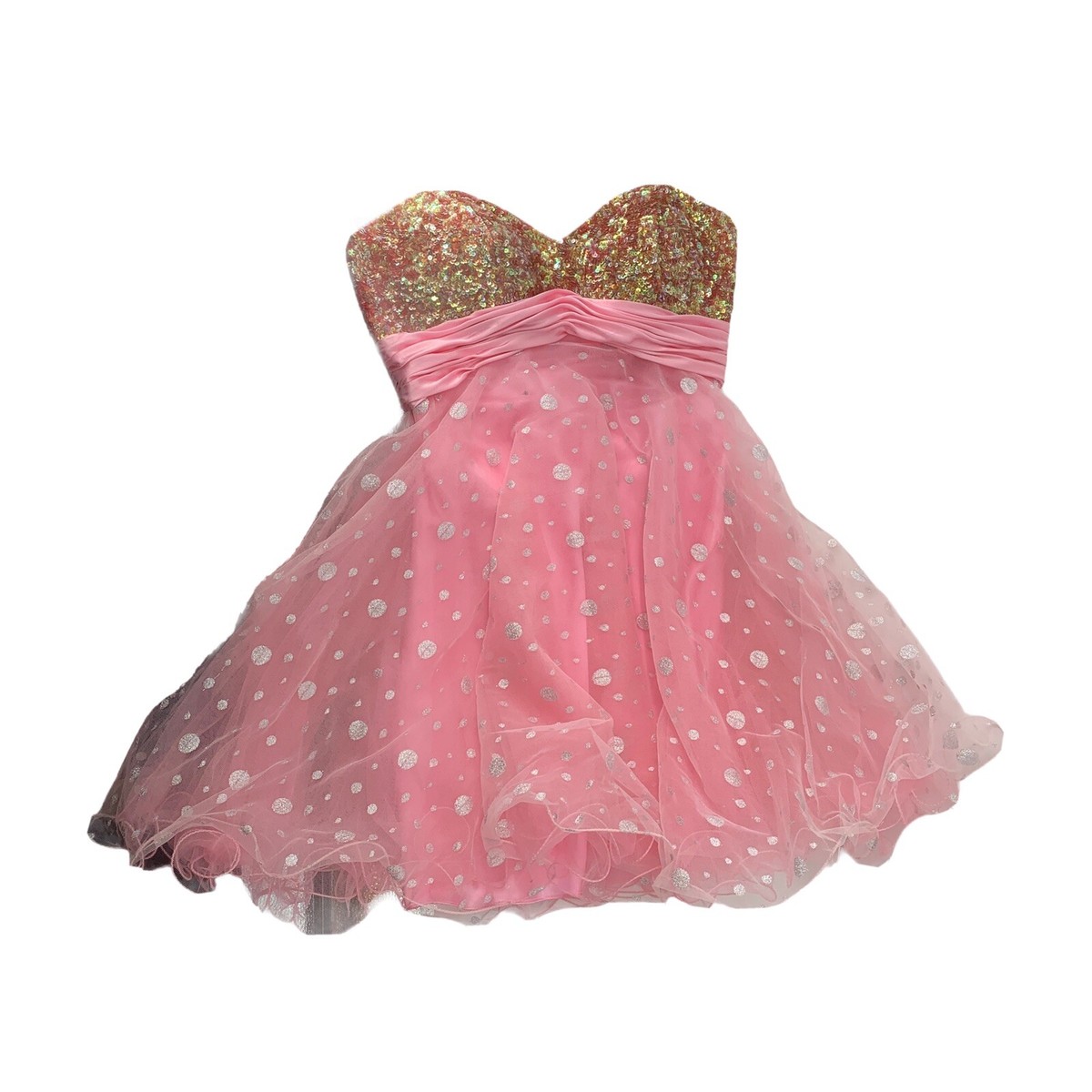 Milano Formals Pink Sequined Strapless Knee Length Fit & Flare Dress Juniors M | eBay Milano Formals Pink Sequined Strapless Knee Length Fit & Flare Dress Juniors M | eBay