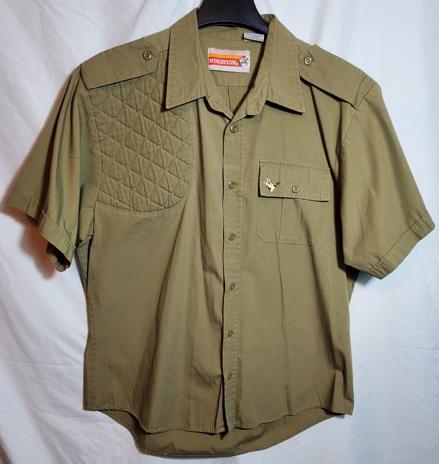 Winchester Hunting Shooting Shirt Padded Shoulder Mens Size Large Olive