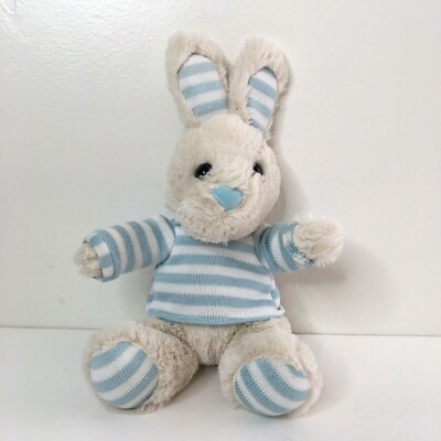 Goffa Bunny Rabbit 12'' Plush Stuffed Animal Toy Blue White Stripes Easter