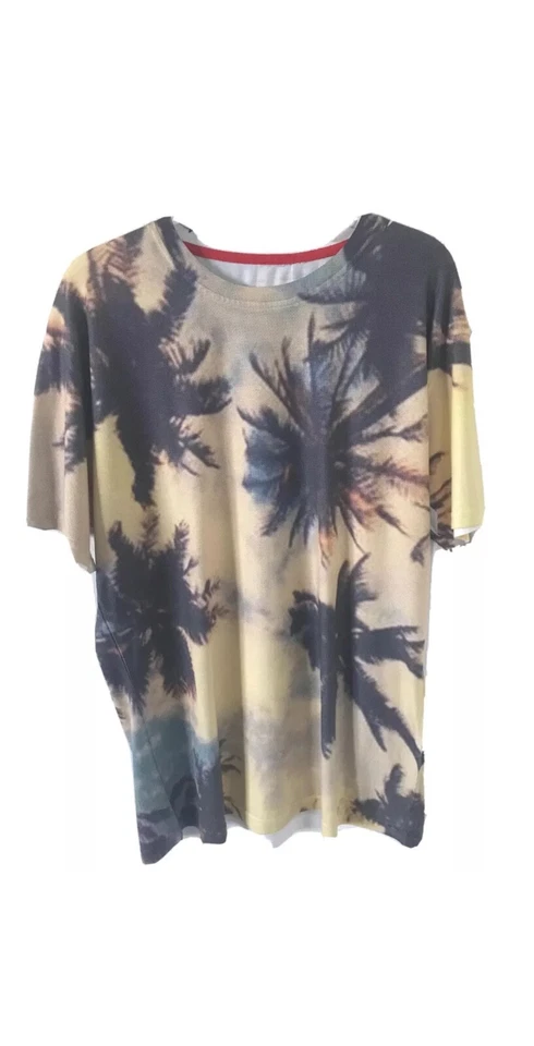 Camiseta Hombre Tropical Estampado Palma Manga Corta, Multicolor, M (Edición Limitada) Foto 2 de 2