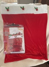 Velour Santa Bag Christmas Holiday Fancy Dress Up Halloween Costume Accessory