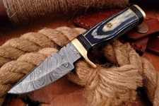 EDC HANDMADE DAMASCUS HUNTING SKINNING MINI POCKET FIXED BLADE POCKET KNIFE -X57