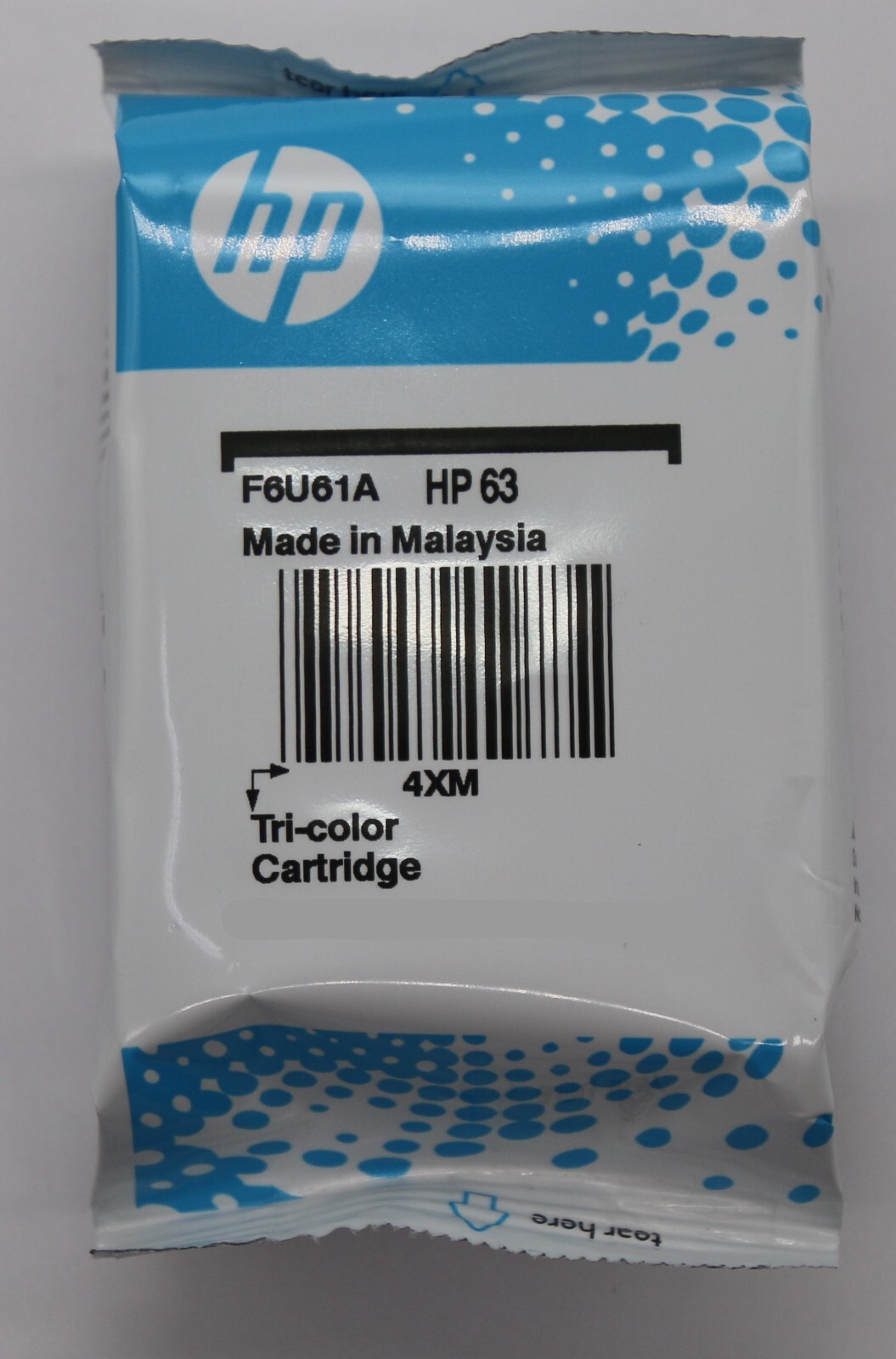 HP 63 Tri-color Genuine Ink Cartridge, F6U61AN (Foil)
