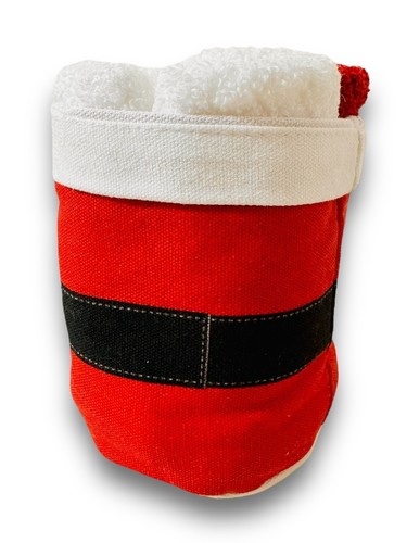 Caro Bathroom Christmas Santa Pants Washcloths Set Of 5 Red & White Canvas Bag - Picture 2 of 9