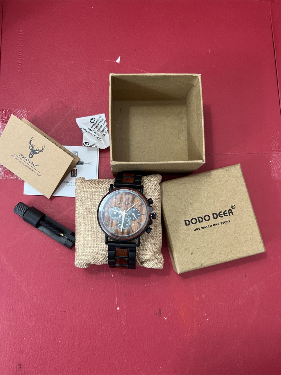 Dodo Deer Chronograph Watch Men Brown Black Tone Date 30M New