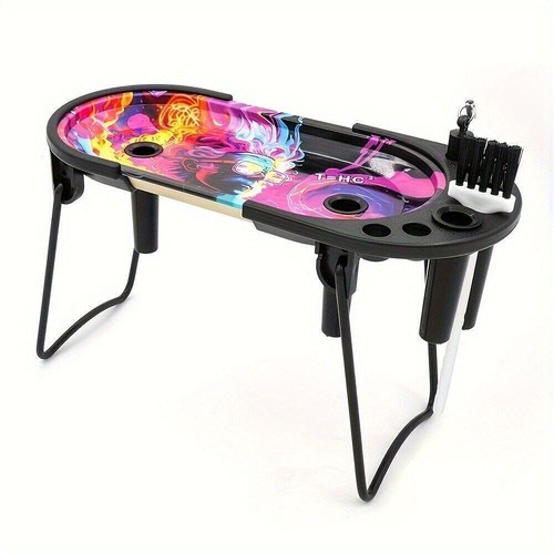 Juego de cargador de cono de bandeja enrollable de hojalata, consola de bandeja enrollable con soporte plegable de metal - Imagen 4 de 8