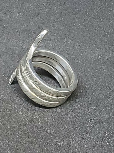 .925 STERLING SILVER SNAKE RING, sizes 5 to 10, new, textured finish handmade #2 - Picture 6 of 11