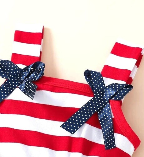 Girls 4th of July Dress Red White Blue Stars&Stripes Boutique Twirl Sundress NEW - Picture 25 of 37
