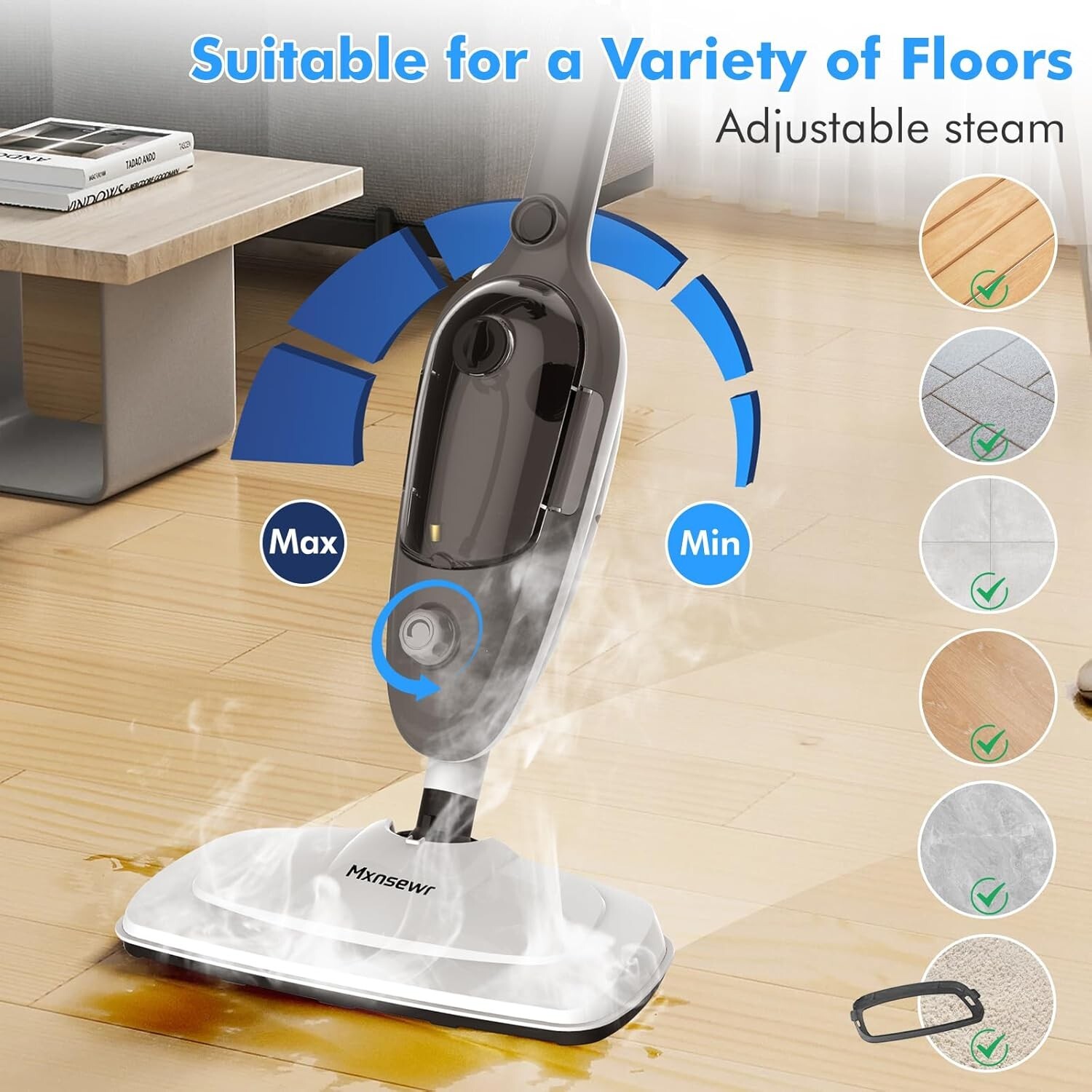 Versatile Handheld Steam Cleaner with 11 Attachments for Home & Floor Care
